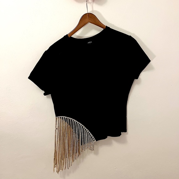 AREA.NYC black short-sleeve tshirt with side-cut out. Size L. - Picture 2 of 2